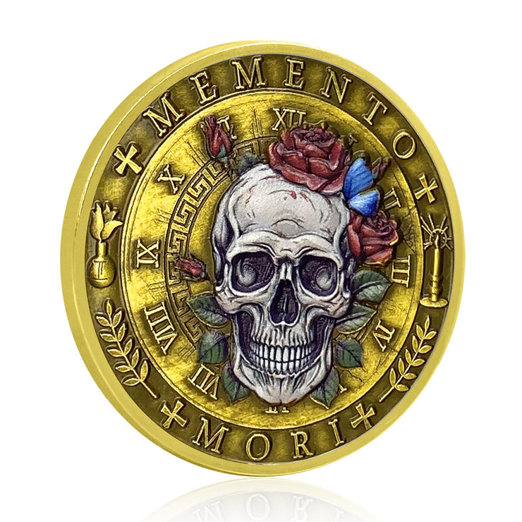 Memento Mori Vivere Stoic Reminder Token for Daily Stoic 3D Skull Challenge Coin
