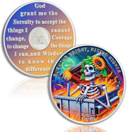 Reborn in Fire Sunflower Skeleton 1-10 Year Sobriety Coin