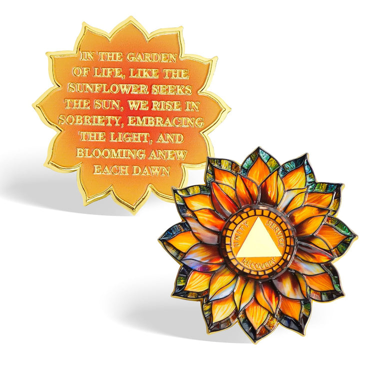 Personalized Sunflower Sobriety Coin