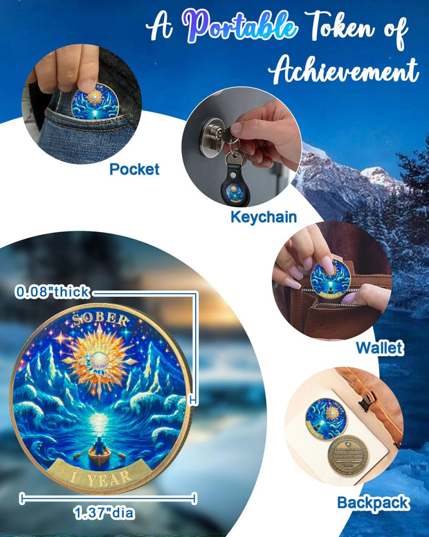 Sun and Snow Sobriety Coin