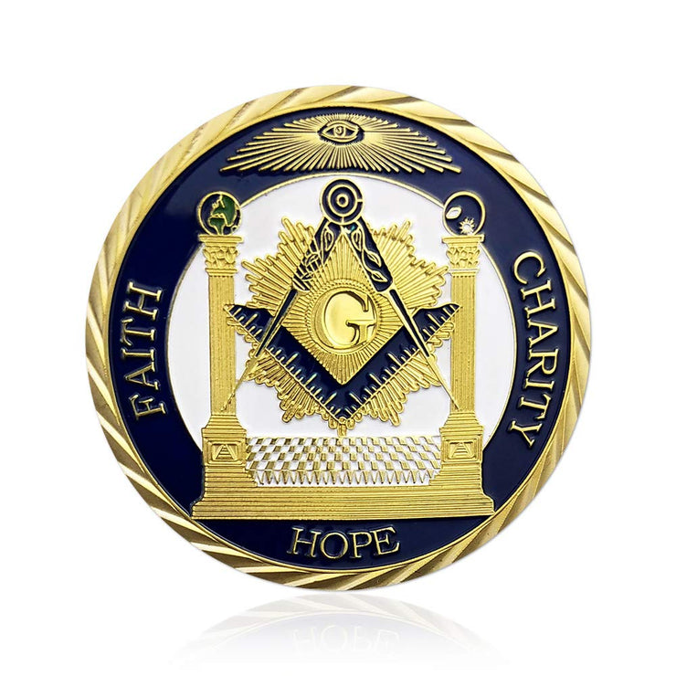 Master Mason Masonic Gift-Faith Hope Charity Gold Plated Proud Freemason Challenge Coin
