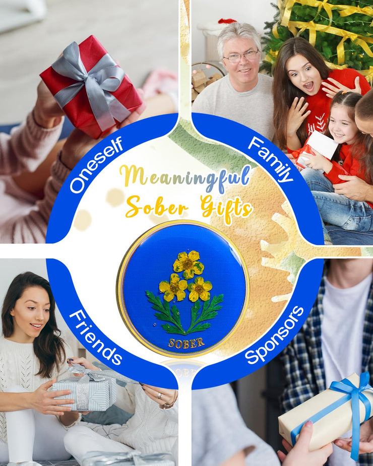 Handmade Daffodil Resin Sobriety Coin