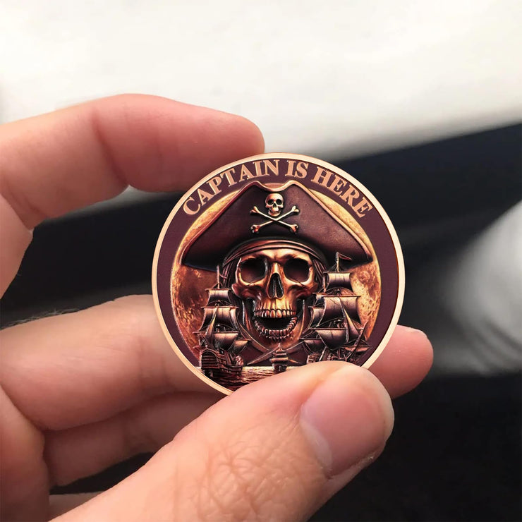 Pirate Coin Let's Pillage Till Dawn Skull Challenge Coins