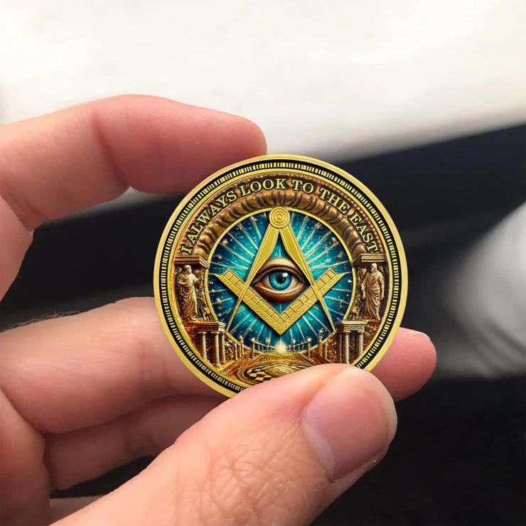 Gold & Blue Round Prayer Masonic Coins