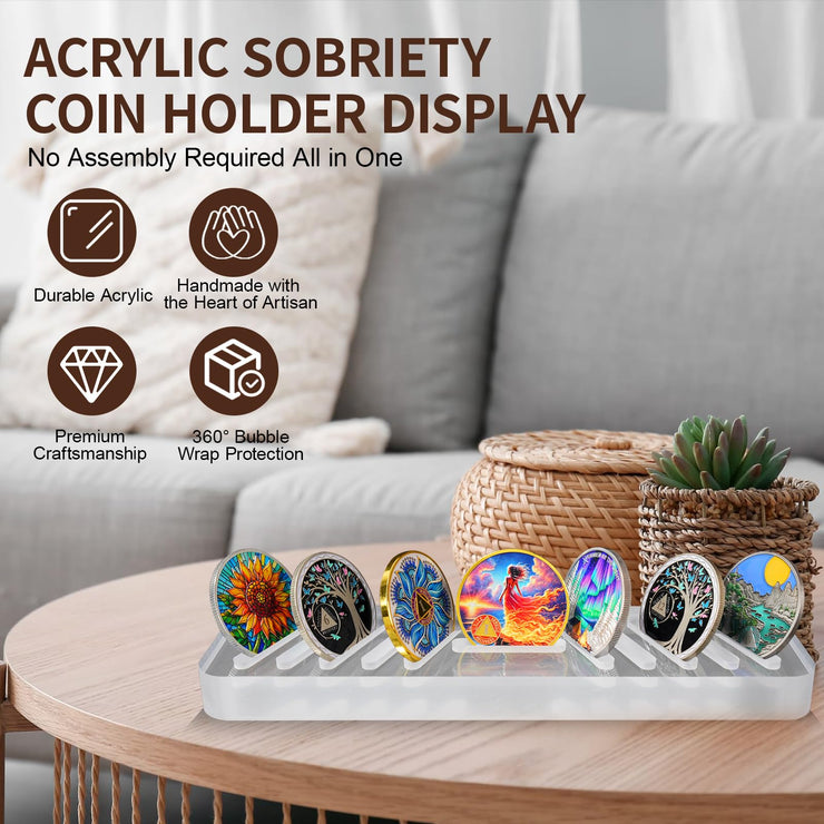 AA Chip Holder Display Case Holds 11 Sobriety Coin