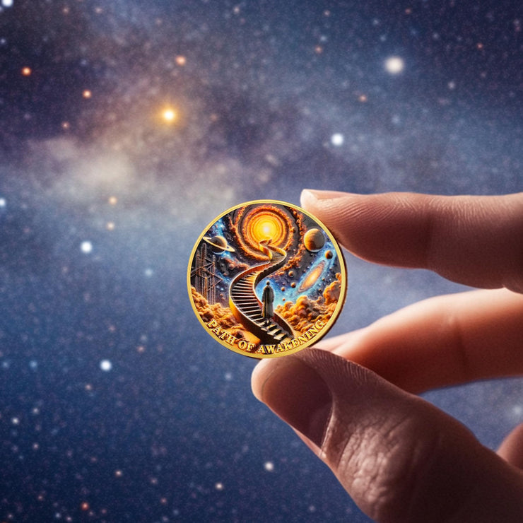 Cosmic Steps Path of Awakening Sobriety Coin