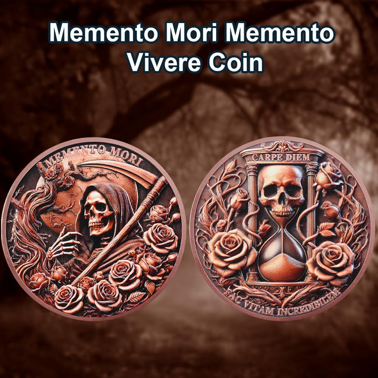 Stoic Reminder Memento Mori Coin Skull Challenge Coins