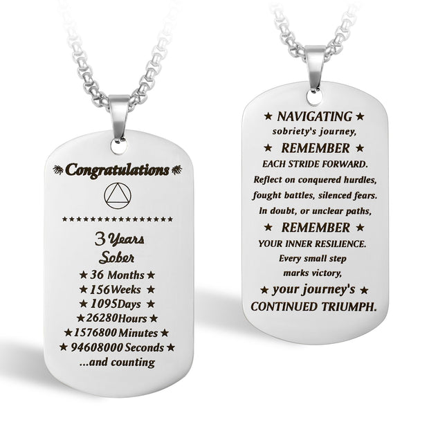 Sobriety Gifts 3 Year AA Sobriety Necklace