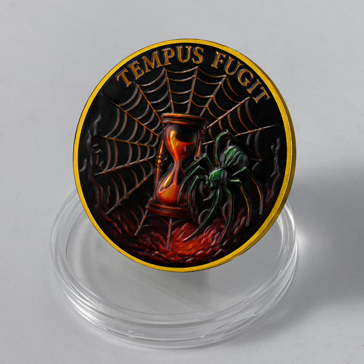 Memento Mori Skull Spider Challenge Coin