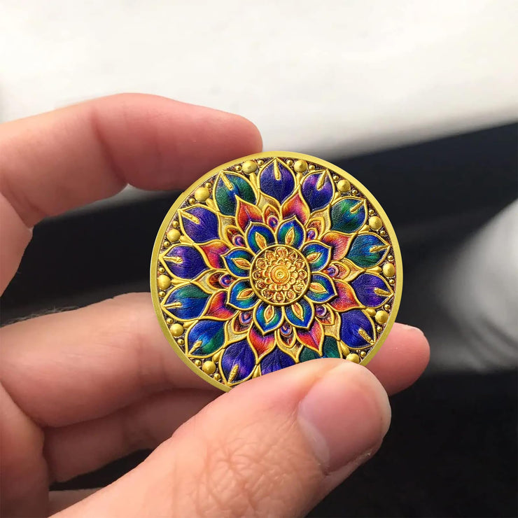 Mandala Flower Recovery Sobriety Coin