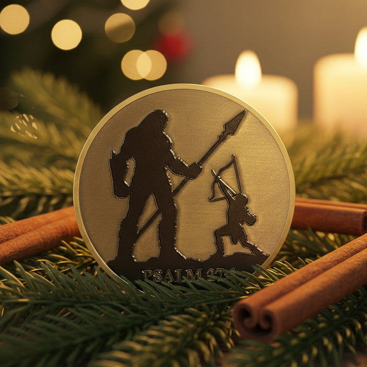 David and Goliath Christian Challenge Coin