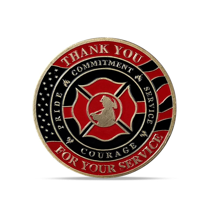 Thin Red Line Firefighter's Prayer Challenge Coin