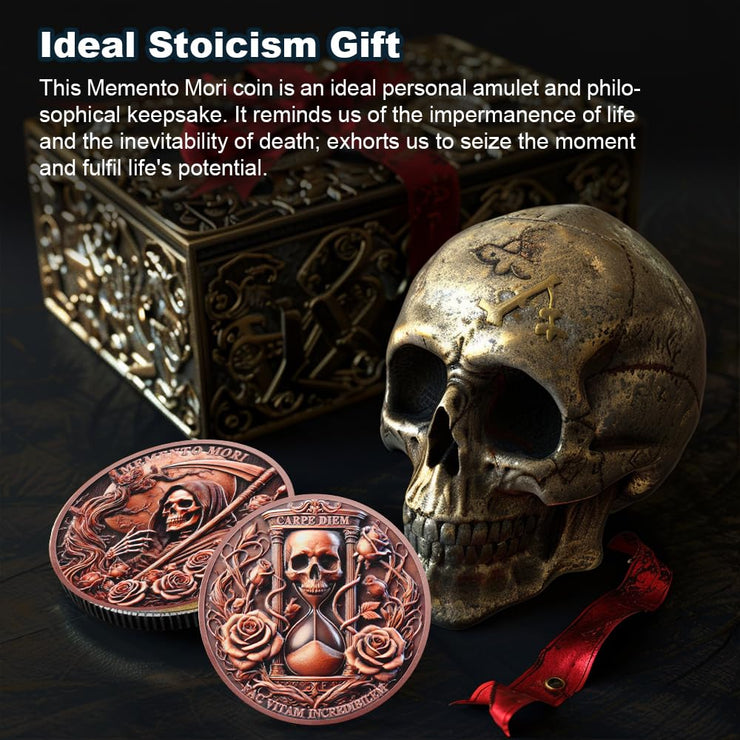 Stoic Reminder Memento Mori Coin Skull Challenge Coins