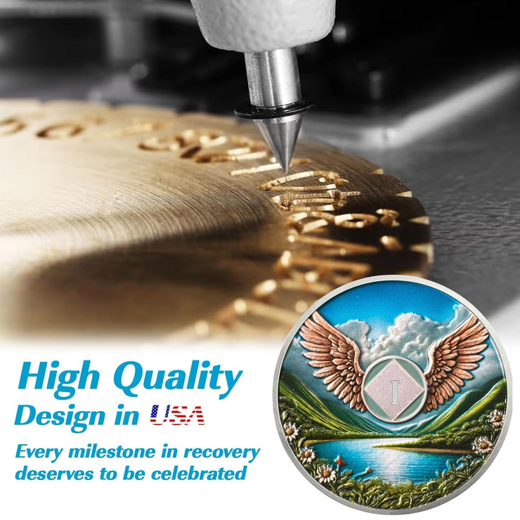 Personalized Wings of Freedom Sobriety Coin