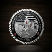 United States Policeman Prayer with Thin Blue Line Law Enforcement Challenge Coin