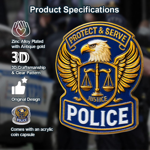US Police Challenge Coin Scales of Justice-Isaiah 1:17 Bible Verse
