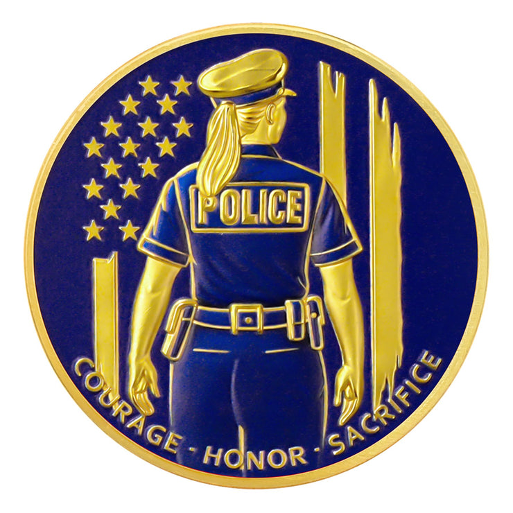 Female Police Officer's Back View Challenge Coin