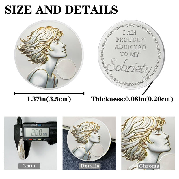 Short-Haired Woman Sobriety Coin