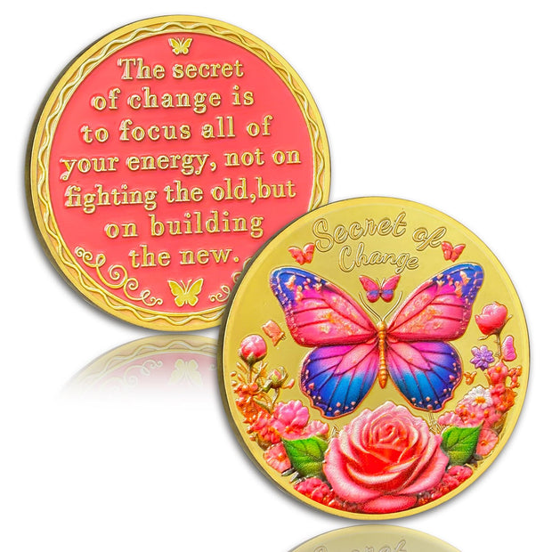 Exquisite Butterfly Secret of Change Sobriety Coin