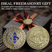 Freemason Symbol with Square & Compass Masonic Challenge Coin