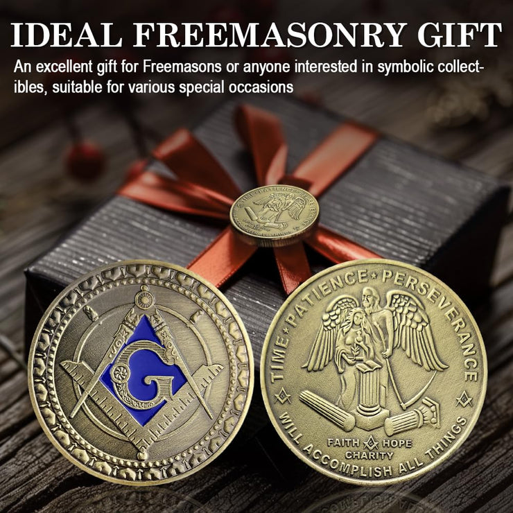 Freemason Symbol with Square & Compass Masonic Challenge Coin
