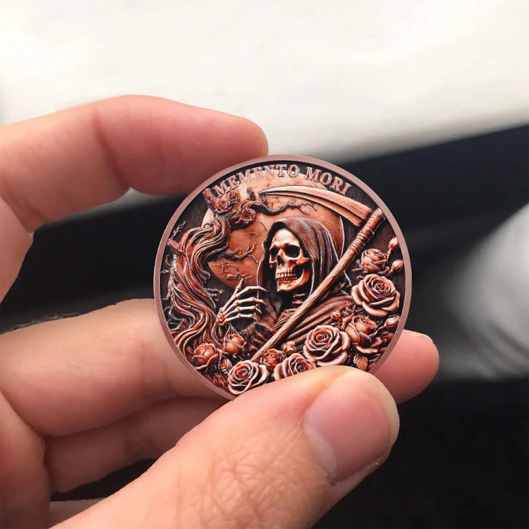 Stoic Reminder Memento Mori Coin Skull Challenge Coins