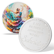 Rainbow Dancer Motivational Quote Sobriety Coin for Women