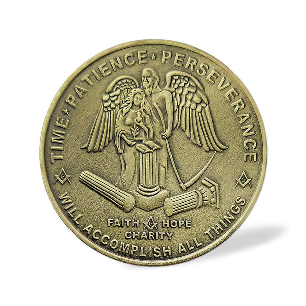 Masonic Square & Compass Freemasonry Angel Master Mason Blue Lodge Challenge Coin