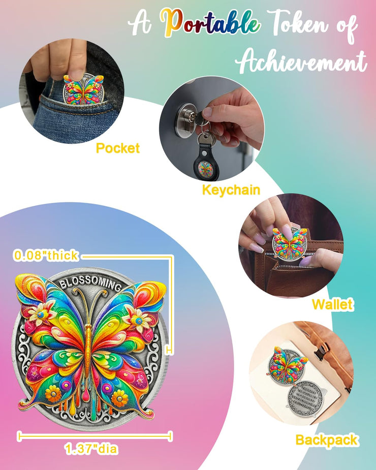 Colorful Butterfly Sobriety Coin