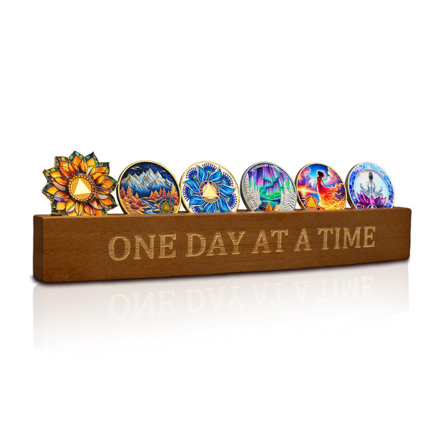 Bamboo Sobriety Coin Holder Display