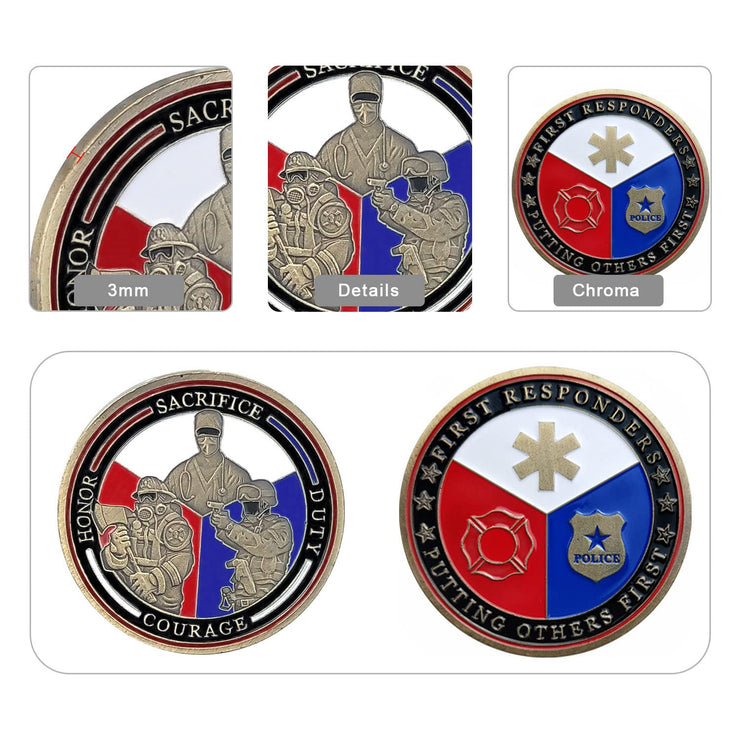First Responders Challenge Coin Thank You Gifts Support Police Firefighter EMS Heroes