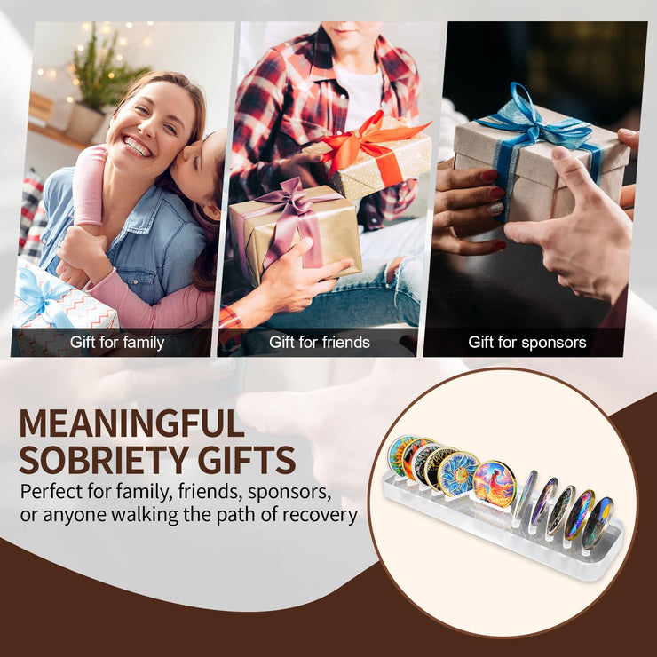 AA Chip Holder Display Case Holds 11 Sobriety Coin