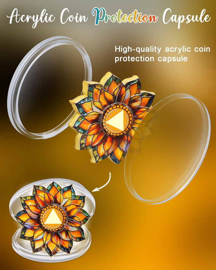Personalized Sunflower Sobriety Coin