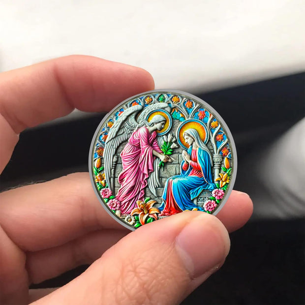 Inspirational Angel and Virgin Mary Annunciation Angel Religious Coin