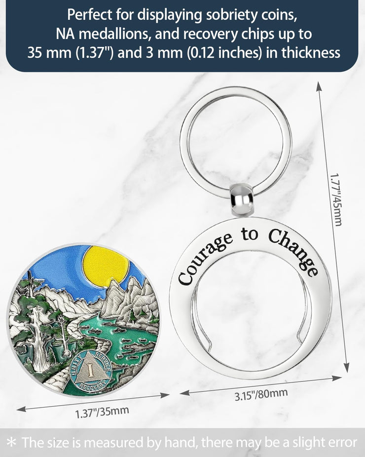 Courage to Change Stainless Steels Coin Keychain Holder