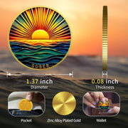 Colourful Sea Gold Sunrise Sobriety Coin