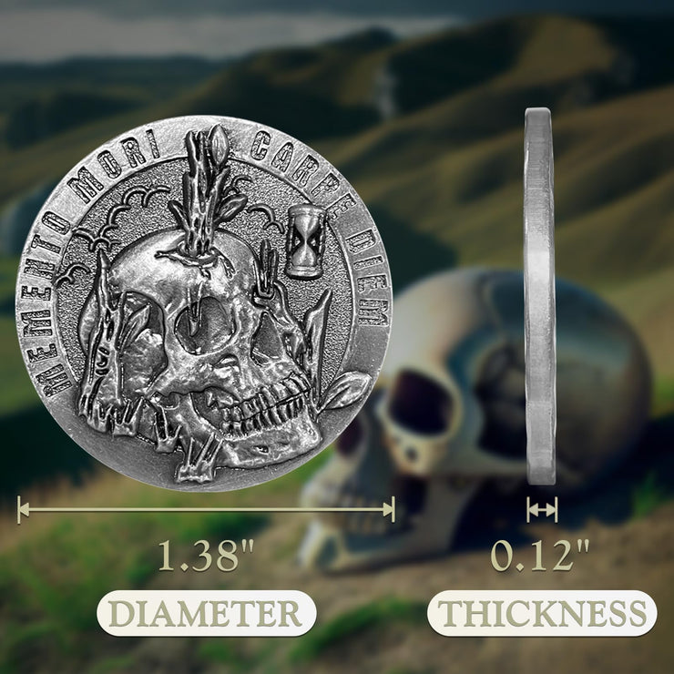 Memento Mori Coin Memento Vivere Skull Token Carpe Diem Reminder
