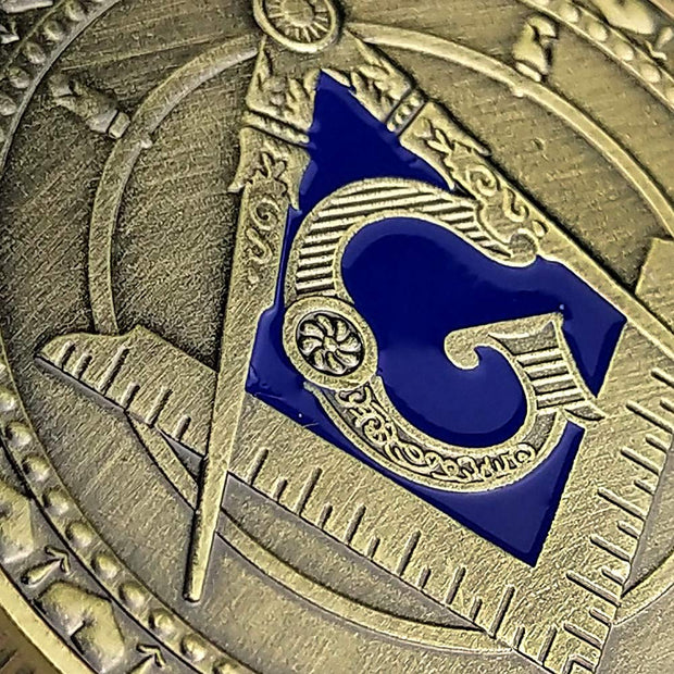 Masonic Square & Compass Freemasonry Angel Master Mason Blue Lodge Challenge Coin