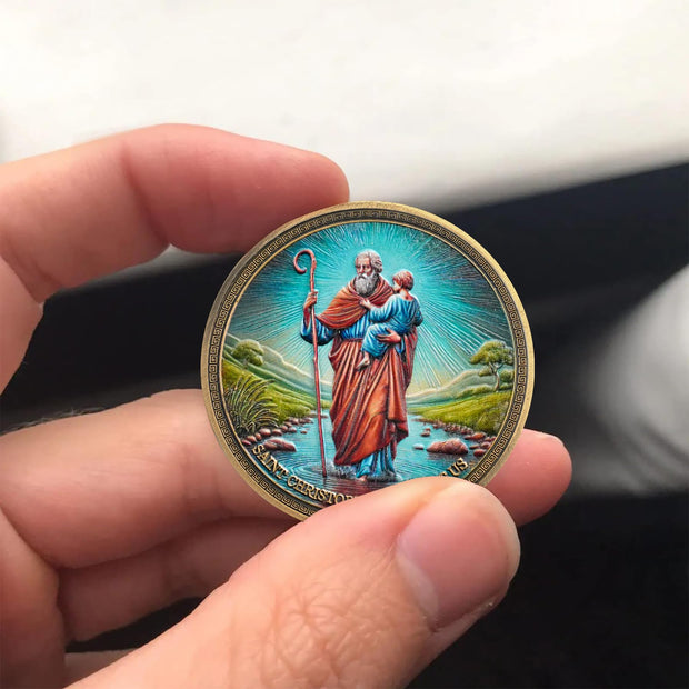 Saint Christopher Christian Challenge Coin with Prayer for Protection