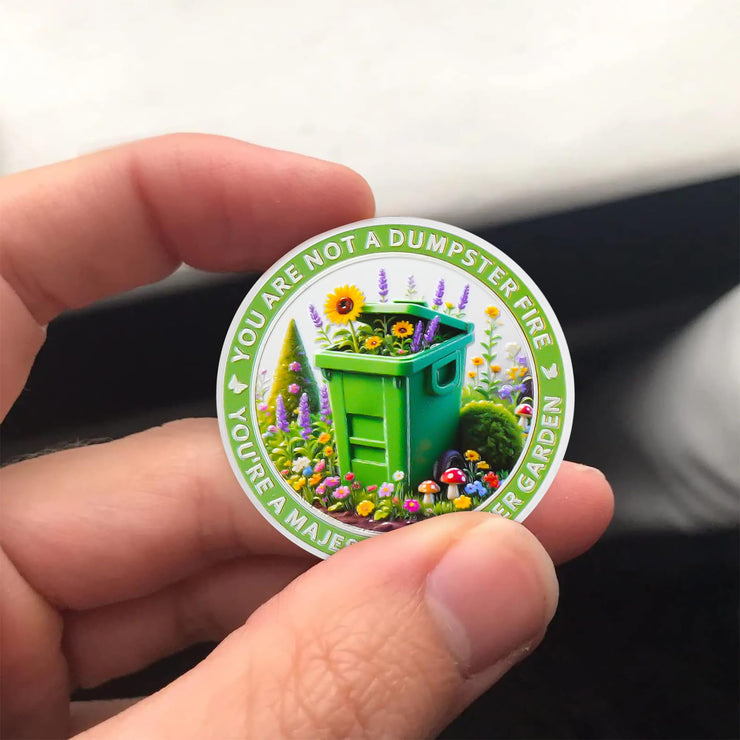 Dumpster Garden Recovery Medallion with Rainbow Sobriety Coin