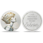 Short-Haired Woman Sobriety Coin