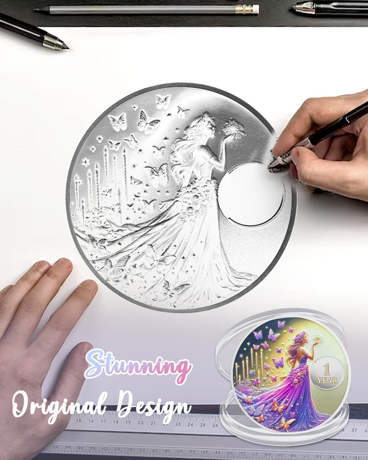 Purple Butterfly Fairy Sobriety Coin