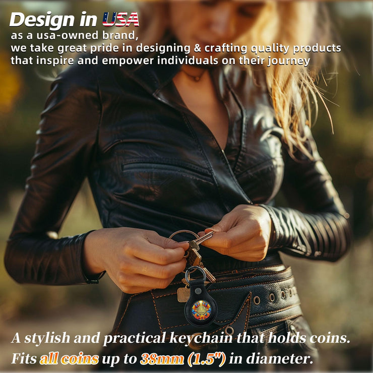 Handmade Premium Leather Coin Holder Keychain