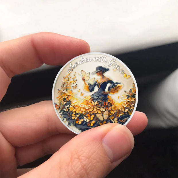 Fall Leaves & Serenity Girl Autumn Sobriety Coin