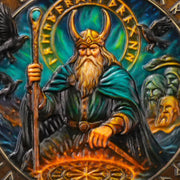 Viking Rune Coin Featuring Odin and Sacred Symbols