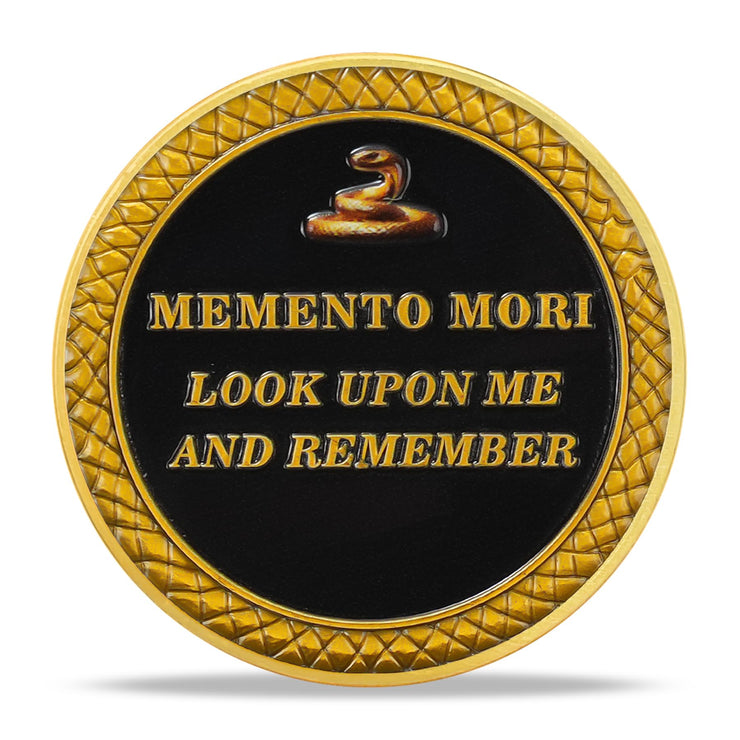 Medusa  Look Upon Me and Remember Memento Mori Skull Challenge Coin