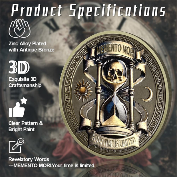 Daily Stoic Reminder Skull Challenge Memento Mori Coin