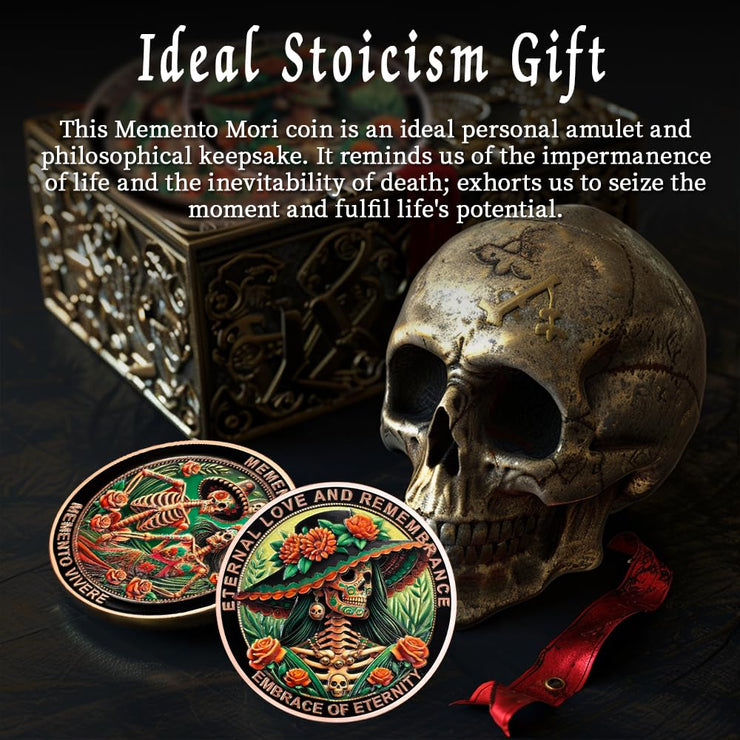 Eternal Love & Remembrance Skeleton Couple Dia de Los Muertos Memento Mori Coin