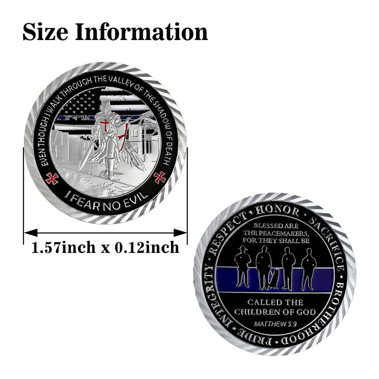 United States Policeman Prayer with Thin Blue Line Law Enforcement Challenge Coin