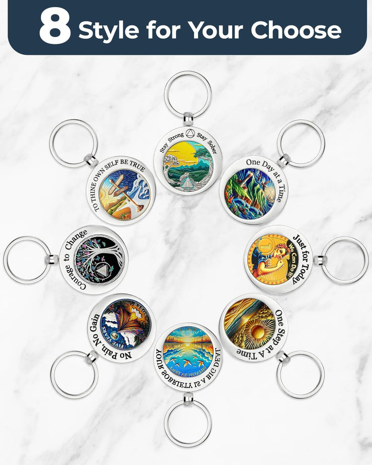 One Day At A Time Stainless Steels AA Coin Holder Keychain